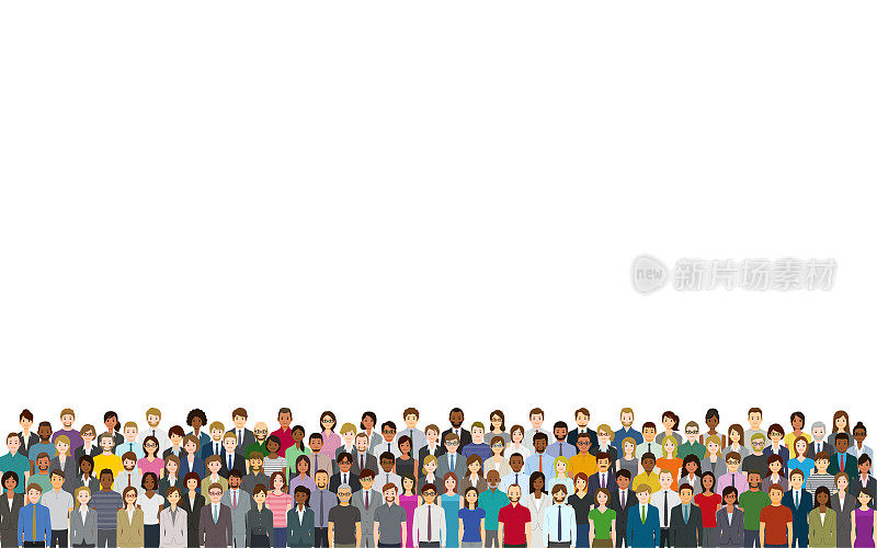 A crowd of people on a white background
